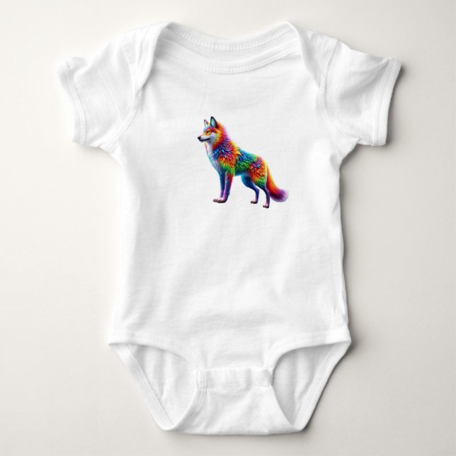 Whimsical Fox of Radiant Hues Baby Strampler (Vorderseite)