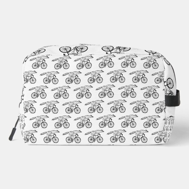 Whimsical Fox on Bicycle Art Print Waschbeutel (Rückseite)