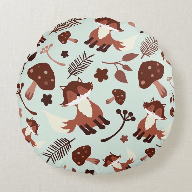 Whimsical Fox Rundes Kissen (Vorderseite)