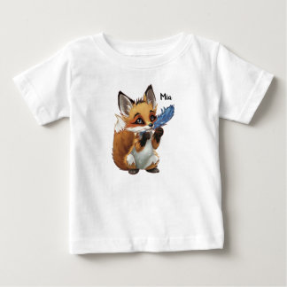 Whimsical Fox with a Feather Baby T-shirt