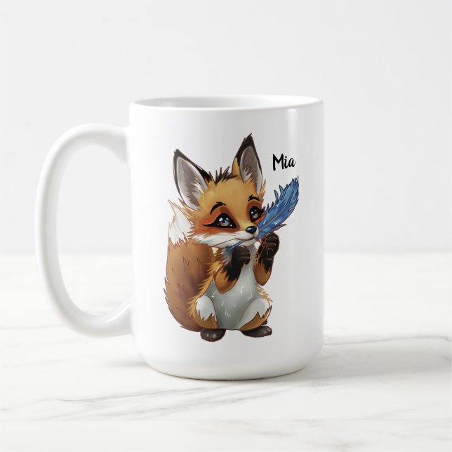 Whimsical Fox with a Feather Kaffeetasse (Links)