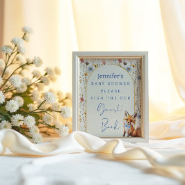 Whimsical Fox Woodland Baby Showbook Poster