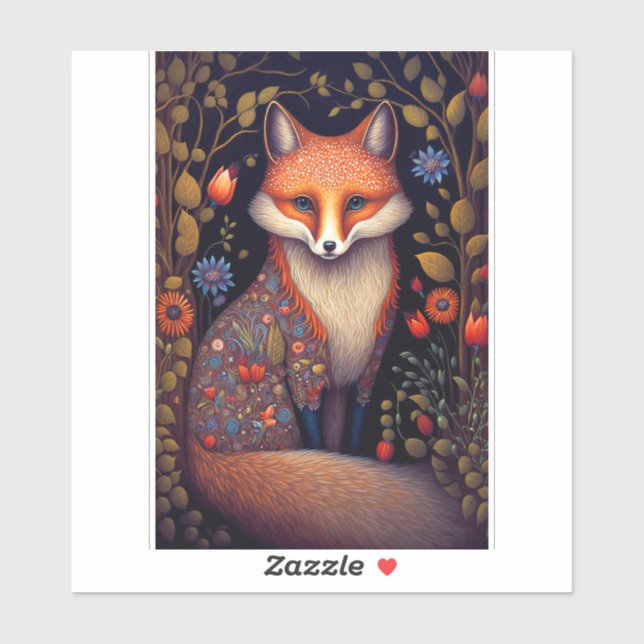 Whimsical Fox Woodland Fantasy Art Aufkleber (Blatt)