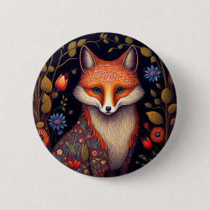 Whimsical Fox Woodland Fantasy Art Button