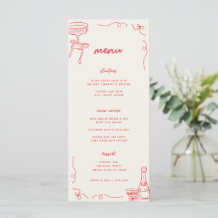 Whimsical Französisch Spaß Engagement Party oder H Menükarte