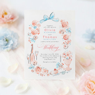 Whimsical Französische Florale Handgezeichnete Hoc Einladung