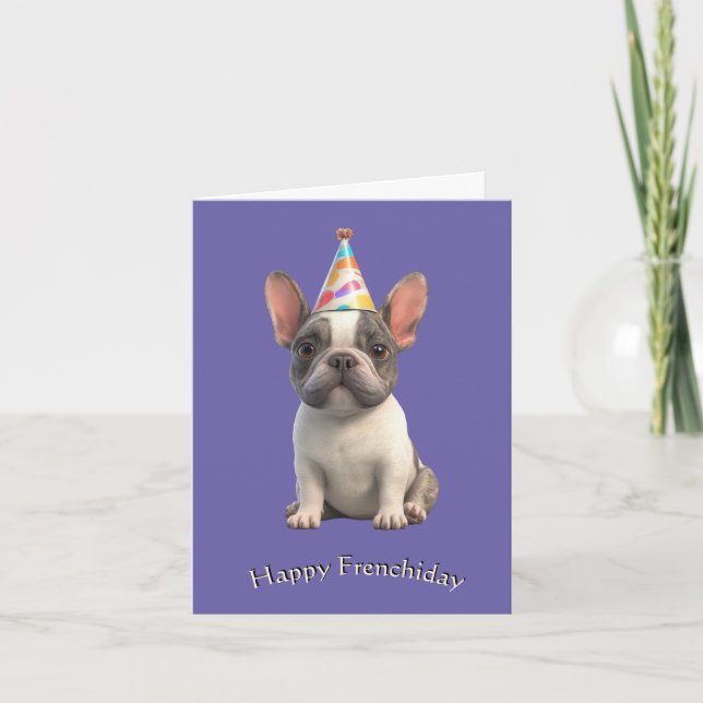 Whimsical French Bulldog Birthday Greetings Karte (Vorderseite)