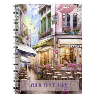 Whimsical French Street Cafe Notebook, Watrecolor Notizblock
