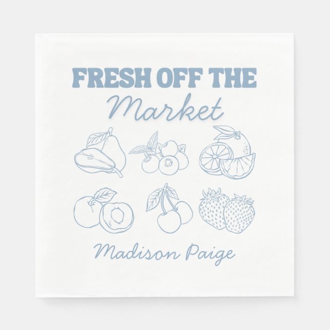 Whimsical Fresh off Market Blue Brautparty Serviette (Vorderseite)