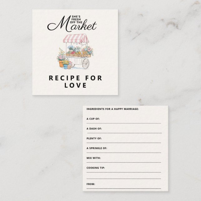 Whimsical Fresh Off The Market Bridal Shower  Begleitkarte (Vorne/Hinten)