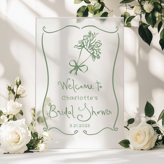 Whimsical Fresh Off The Market Sage green Bridal Acrylschild (Von Creator hochgeladen)