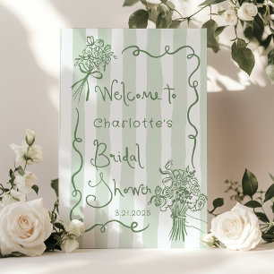 Whimsical Fresh Off The Market Sage green Bridal Poster