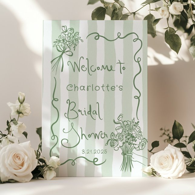 Whimsical Fresh Off The Market Sage green Bridal Poster (Von Creator hochgeladen)