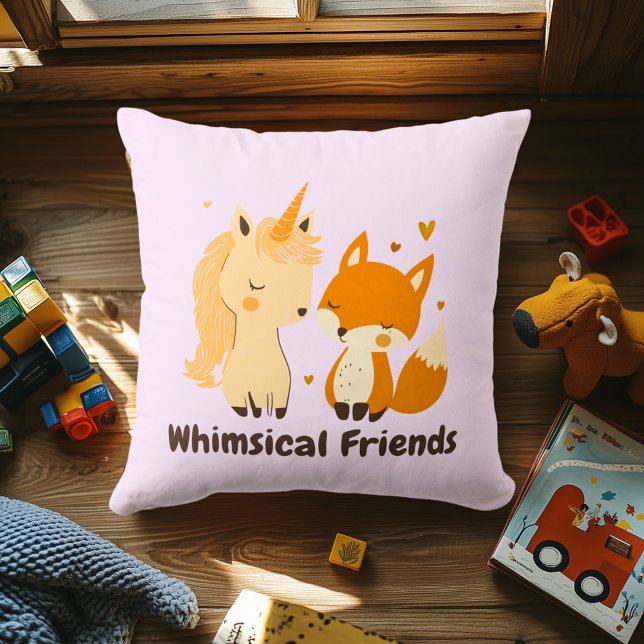 Whimsical Friends Unicorn & Fox | Magisches Tier Kissen (Von Creator hochgeladen)