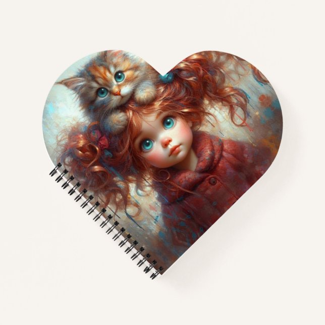 "Whimsical Friendship - Heart Shaped Notebook" Notizbuch (Vorderseite)