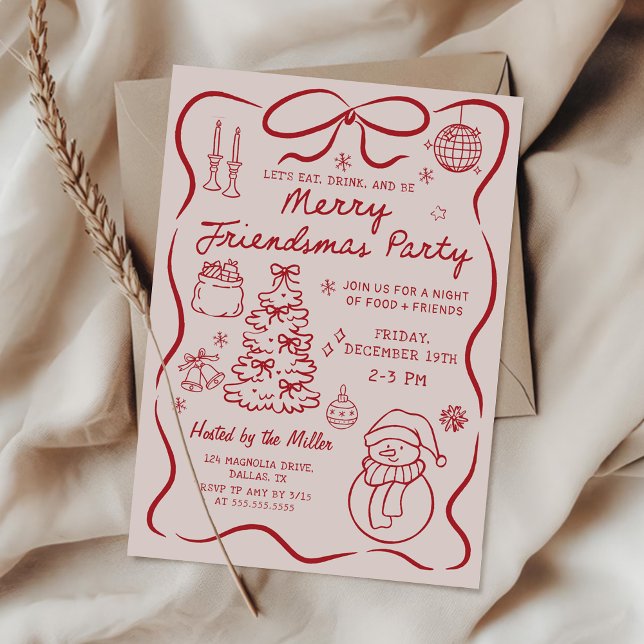 Whimsical Friendsmas Christmas Party Invitation Einladung (Von Creator hochgeladen)