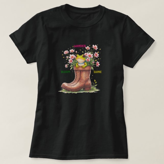 Whimsical Frog Bloom T-Shirt (Design vorne)