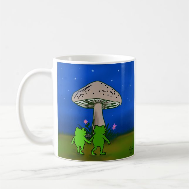 Whimsical Frog Journey Storybook Woodland Art Mug Kaffeetasse (Links)