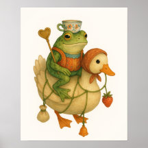 Whimsical Frog Riding a Duck