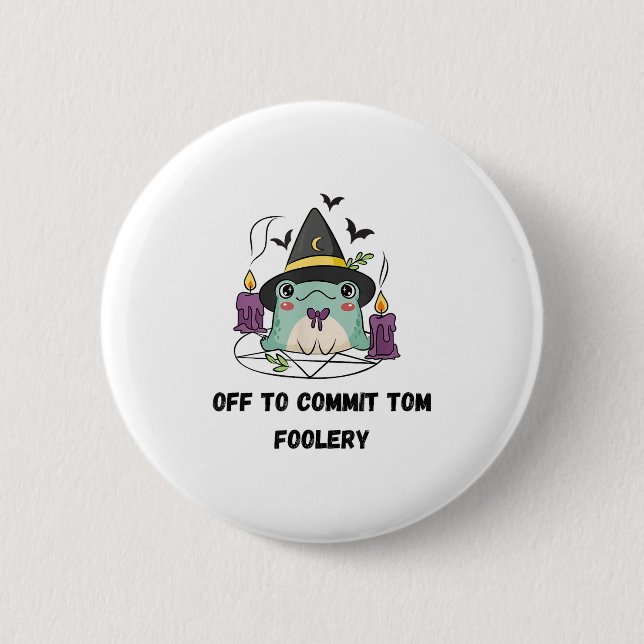 Whimsical Frog Wizard ab, um Tom zum Narren zu bri Button (Vorderseite)