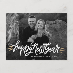 Whimsical Frohes Neues Jahr Schrift Foto Feiertagspostkarte