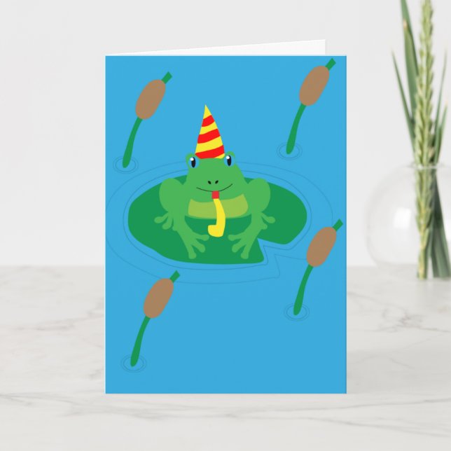 Whimsical Frosch Birthday Card, Frosch Birthday Ca Karte (Vorderseite)