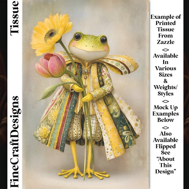 Whimsical Frosch mit Frühlingsblumen DL8L Decoupag Seidenpapier (Von Creator hochgeladen)