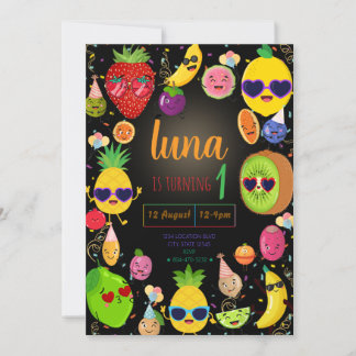 Whimsical Fruit Birthday Einladung