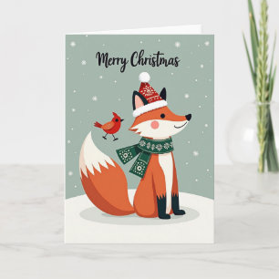 Whimsical-Fuchs-Weihnachtskarte Karte