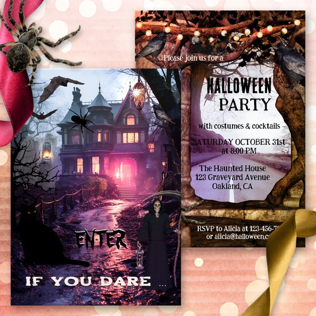 Whimsical Fun Beängstigendes Halloween-Party Einladung (Whimsical Halloween party invitation with spooky, scary and fun ingredients for a cocktail)