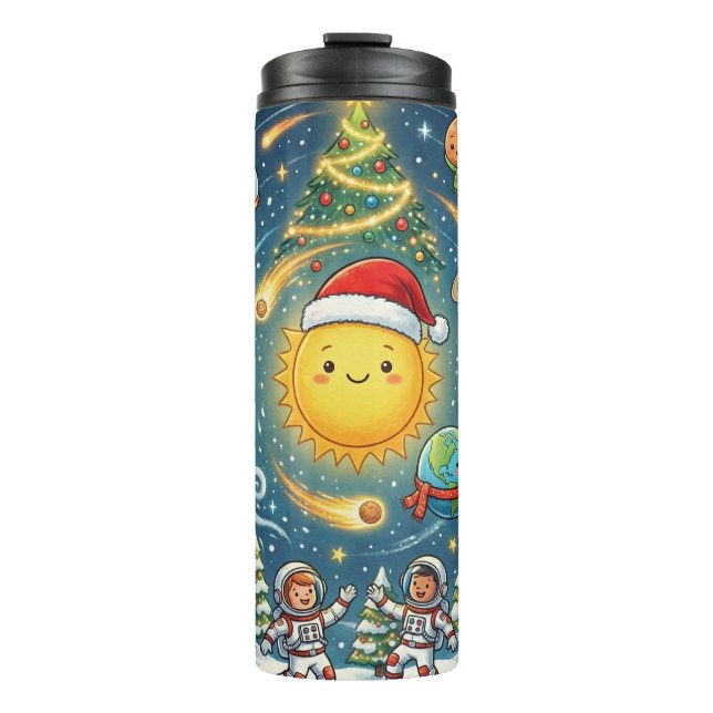  Whimsical Fun filled Solar System Christmas Party Thermosbecher (Vorderseite)