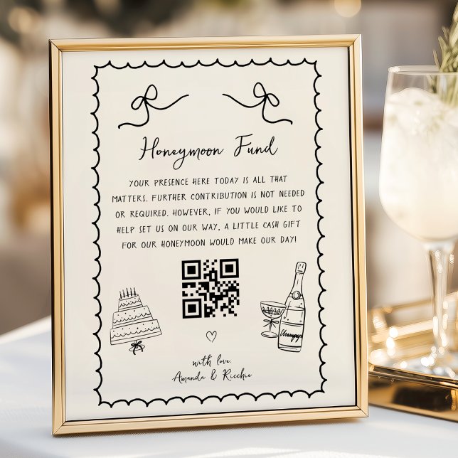 Whimsical Fun French Wedding Honeymoon Fund Sign Poster (Von Creator hochgeladen)