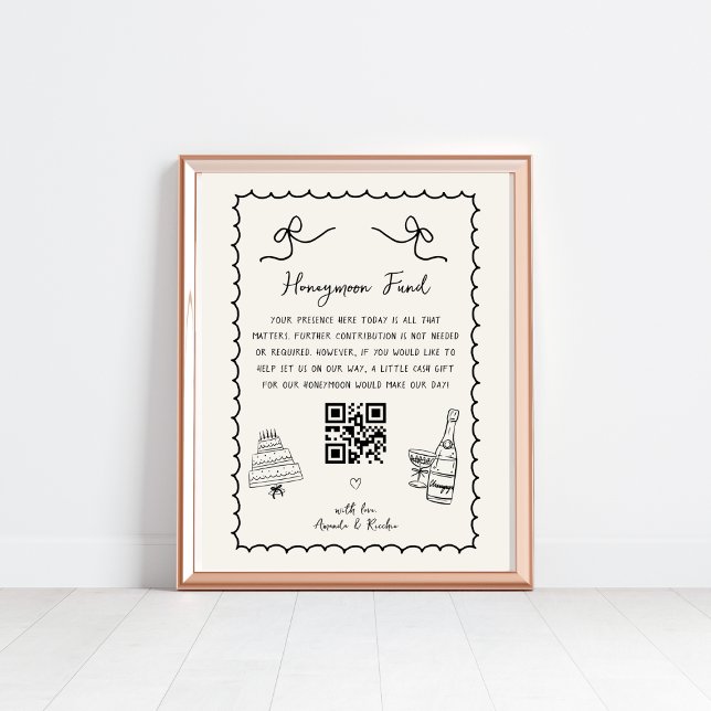 Whimsical Fun French Wedding Honeymoon Fund Sign Poster (Von Creator hochgeladen)