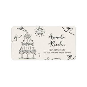 Whimsical Fun French Wedding Rücksendeadressen-Auf Adressaufkleber