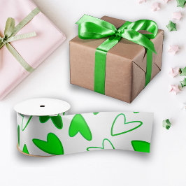 Whimsical Fun Green Heart Muster Satinband