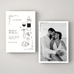 Whimsical Fun Hand Drawn Rahmen Weinpfeifen Hochze Save The Date