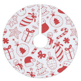 Whimsical, Fun Red & White Christmas Polyester Weihnachtsbaumdecke