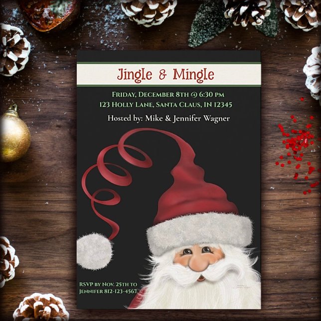 Whimsical Fun Santa Custom Red Green Weihnachten Einladung (Von Creator hochgeladen)