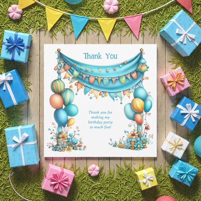 Whimsical Fun Teal Birthday  Dankeskarte (Von Creator hochgeladen)