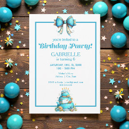 Whimsical Fun Teal Birthday  Einladung