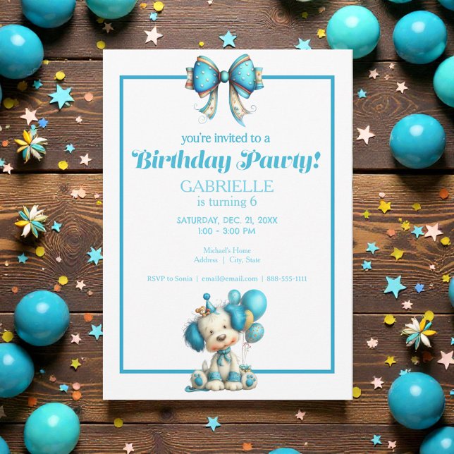 Whimsical Fun Teal Birthday  Einladung (Von Creator hochgeladen)