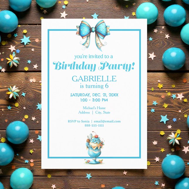 Whimsical Fun Teal Birthday  Einladung (Von Creator hochgeladen)