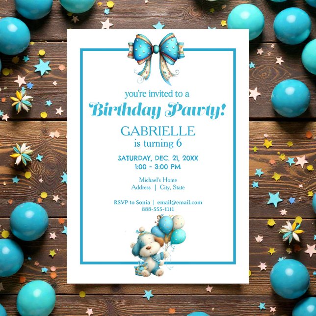 Whimsical Fun Teal Birthday  Einladung (Von Creator hochgeladen)