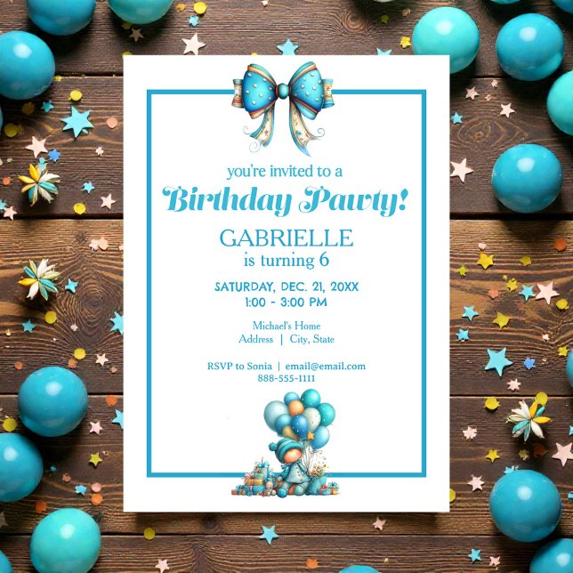 Whimsical Fun Teal Birthday  Einladung (Von Creator hochgeladen)