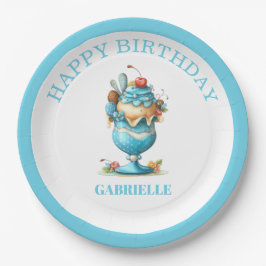 Whimsical Fun Teal Birthday  Pappteller