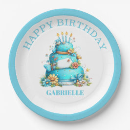 Whimsical Fun Teal Birthday  Pappteller