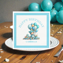 Whimsical Fun Teal Birthday  Serviette