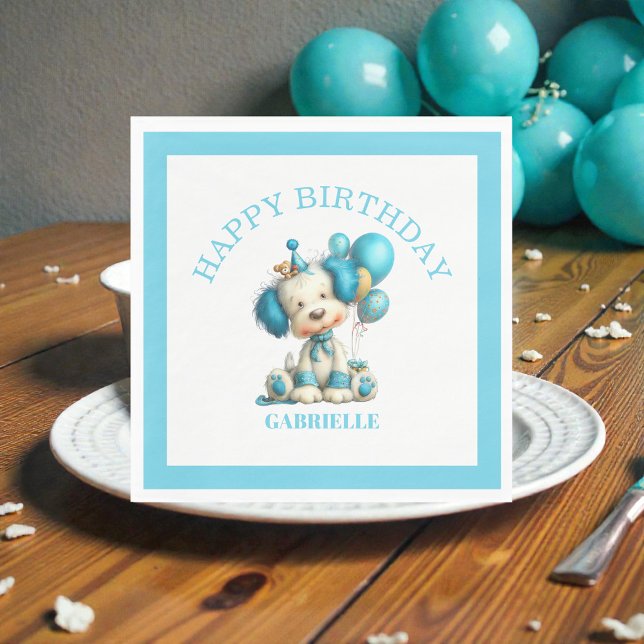 Whimsical Fun Teal Birthday  Serviette (Von Creator hochgeladen)
