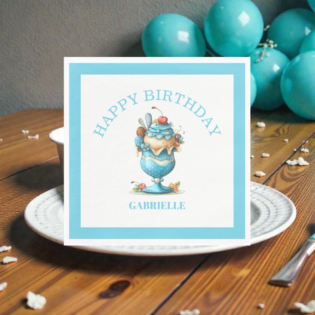 Whimsical Fun Teal Birthday  Serviette (Von Creator hochgeladen)