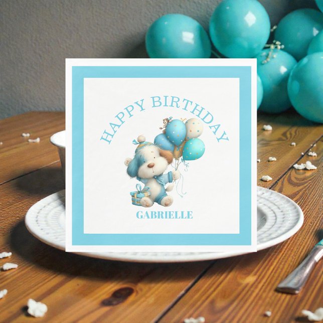 Whimsical Fun Teal Birthday  Serviette (Von Creator hochgeladen)